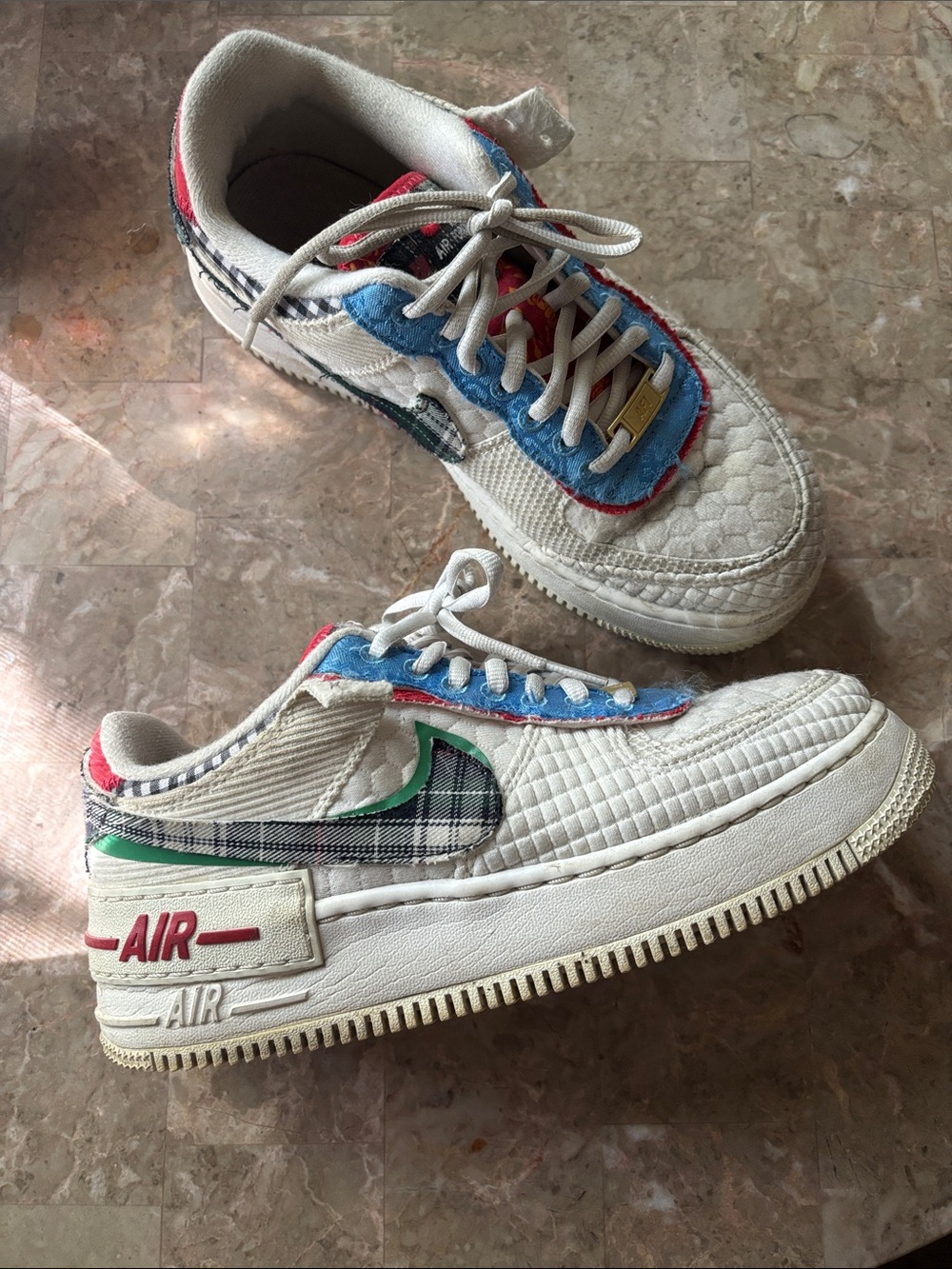 Nike Air Force 1 Women’s Shoes Sneakers Size 8 Shadow Plaid Swoosh Accent